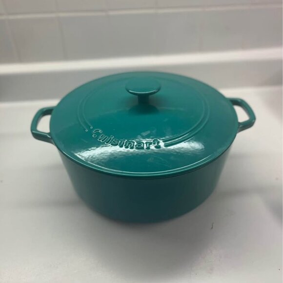 Cuisinart Dutch Oven Casserole Dish Cast Iron Teal 7 Quart - Picture 2 of 7